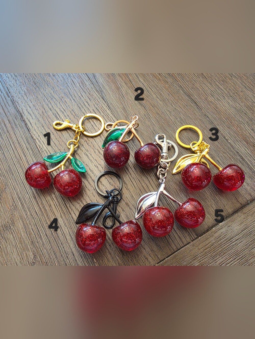 Red Glitter Cherry Keychain Charm - Chose Hardware - Save More And Bundle